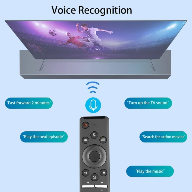 Alt view image 2 of 6 - BN59-01292A Voice Remote Control Compatible With Samsung Smart UHD QLED LED TVs Controller RMCSPM1AP1 BN59-01242C UN40MU6300FXZA UN40MU630DFXZA UN55MU8000FXZA UN55MU8500FXZA Replacement With Batteries