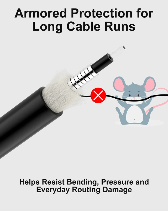 Alt view image 4 of 7 - SC/APC Fiber Optic Internet Cable OS2 Outdoor Armored 70M/230FT LSZH, SC/APC to SC/APC Fiber Patch Cable, SC to SC Singlemode, 9/125µm Simplex SMF Jumper for FTTH/FTTP ONT with 2 Couplers