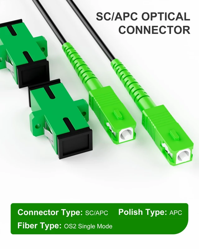 Alt view image 2 of 7 - SC/APC Fiber Optic Internet Cable OS2 Outdoor Armored 70M/230FT LSZH, SC/APC to SC/APC Fiber Patch Cable, SC to SC Singlemode, 9/125µm Simplex SMF Jumper for FTTH/FTTP ONT with 2 Couplers