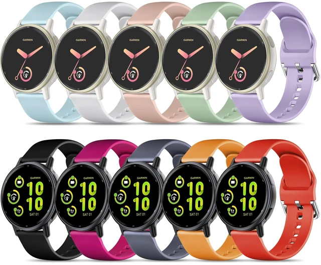 Main image of 20mm Sport Silicone Band Compatible with Garmin Vivoactive 6/Vivoactive 5/3/3 Music/Forerunner 570 42mm/165/55/645/245 Watch Bands, 10 Pack Soft Strap for Garmin Venu/Venu Sq/Venu Sq 2/Venu 2 Plus