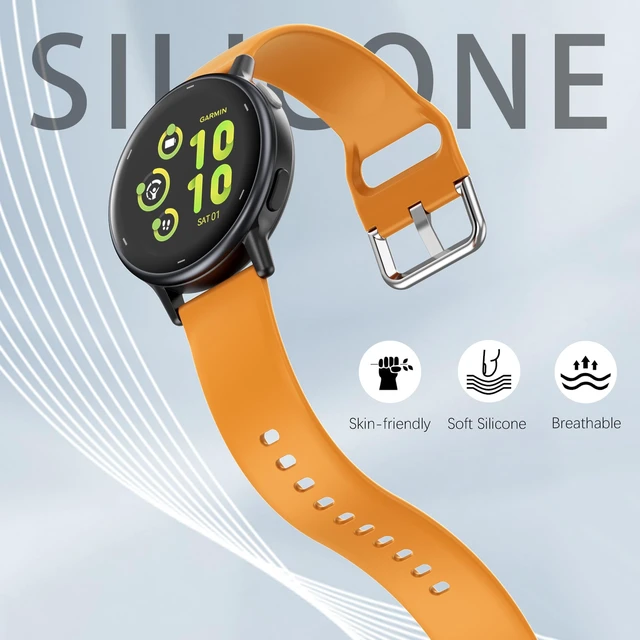 Alt view image 3 of 7 - 20mm Sport Silicone Band Compatible with Garmin Vivoactive 6/Vivoactive 5/3/3 Music/Forerunner 570 42mm/165/55/645/245 Watch Bands, 10 Pack Soft Strap for Garmin Venu/Venu Sq/Venu Sq 2/Venu 2 Plus