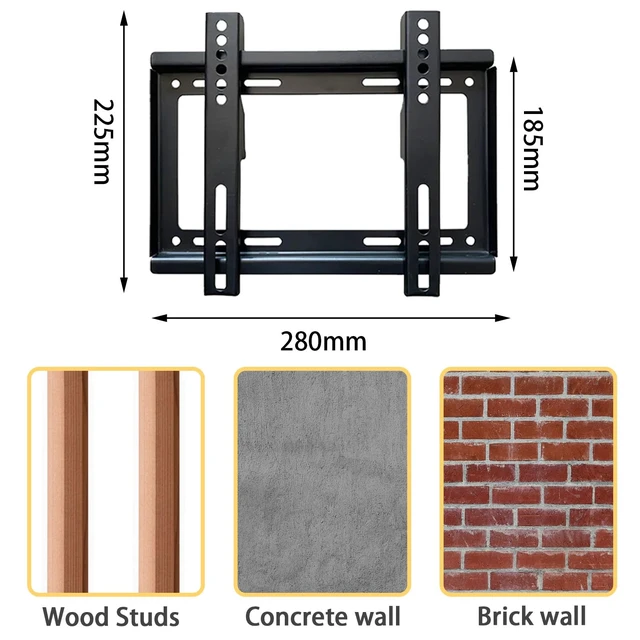 Alt view image 7 of 7 - TV Wall Mount Bracket for 14-42 Inch TV Universal Fit for Flat Panel LED LCD OLED TVs Max VESA 200x200mm Maximum Weight Capacity 55 lbs (14-42 Inch)