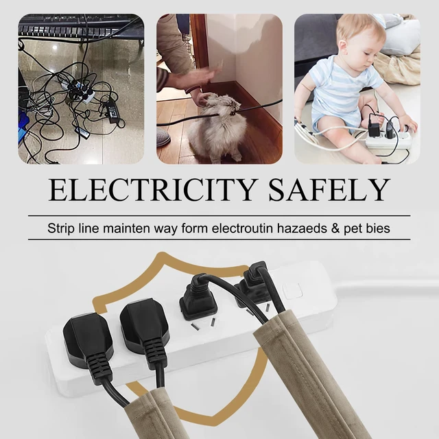 Alt view image 7 of 7 - Cord Cable Concealer Great for Lamps - Chandelier Chain Cover Electirc Wire Protector with Sticky Tape Home Decor Sleeve Organizer for PC Office/Computer/Home Theater, Camel Beige, 48 Inch 1 Pc