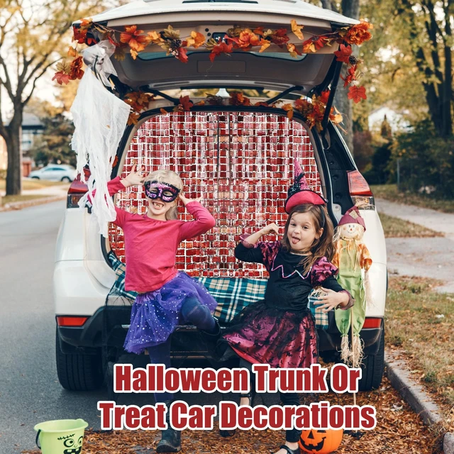 Alt view image 6 of 7 - 5 Pack 79" x 40"Red Brick Wall Backdrop Tinsel Foil Fringe Curtains Halloween Brick Wall Backdrop Curtain,Photo Booth Backdrop,Magical Themed Door Hanging,Halloween,Christmas, Party Decor