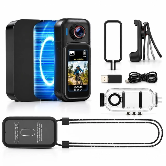 Main image of Mini Wearable Body Camera 1080P, Magnetic Clip, Touch Screen Mini POV Camera with 150° Wide Angle, Clip-On Design, App Preview, Portable Body Cam for Travel, Pets & Daily Recording
