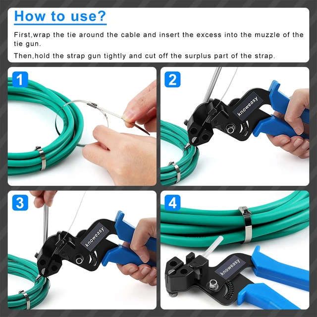 Alt view image 5 of 6 - Stainless Steel Zip Tie Gun with 100 Heavy-Duty Cable Ties Heavy duty construction; Workshop and DIY use; Designed for accurate product selection; Built for dependable everyday use