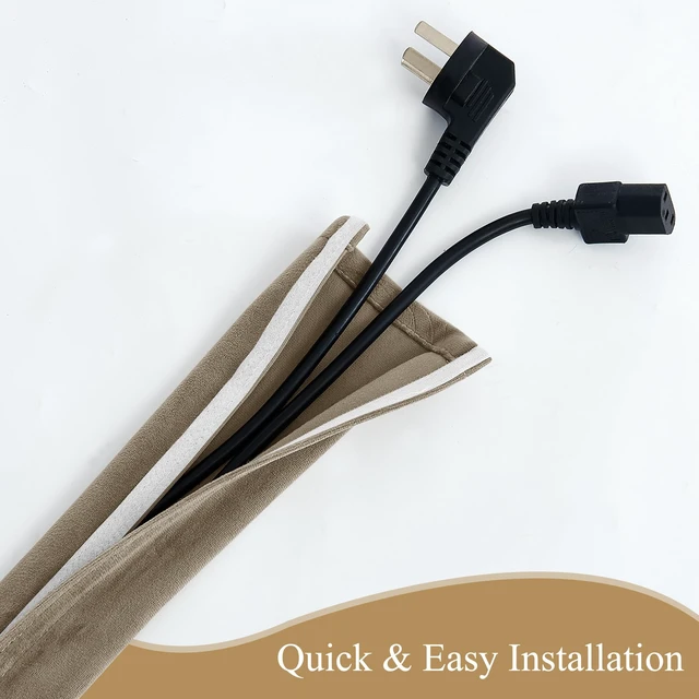 Alt view image 3 of 7 - Cord Cable Concealer Great for Lamps - Chandelier Chain Cover Electirc Wire Protector with Sticky Tape Home Decor Sleeve Organizer for PC Office/Computer/Home Theater, Camel Beige, 48 Inch 1 Pc