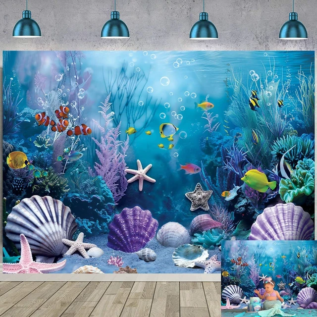 Main image of Under the Sea Backdrop Summer Tropical Fish Coral Ocean Underwater World Photography Background Ocean Aquarium Themed Baby Shower Birthday Party Banner Decorations Photo Booth Props 7x5FT