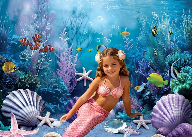 Alt view image 3 of 7 - Under the Sea Backdrop Summer Tropical Fish Coral Ocean Underwater World Photography Background Ocean Aquarium Themed Baby Shower Birthday Party Banner Decorations Photo Booth Props 7x5FT