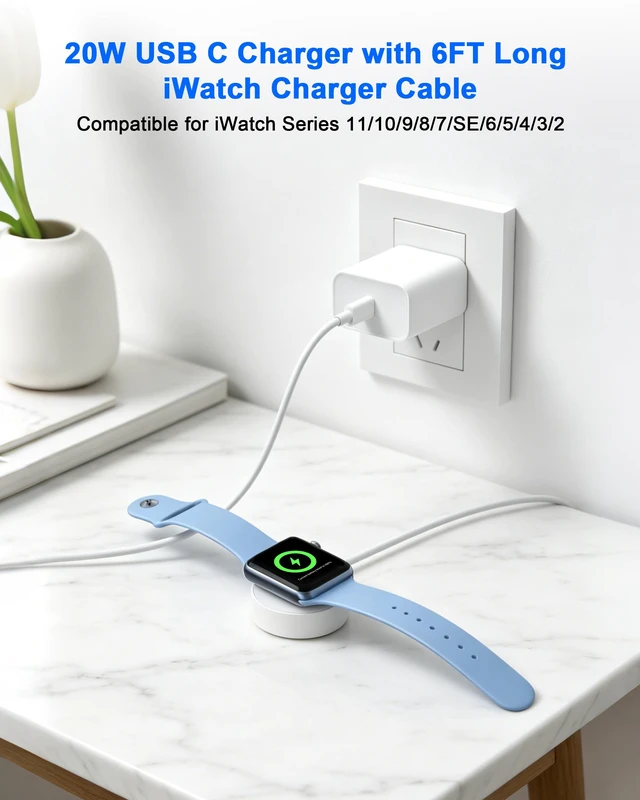 Alt view image 6 of 7 - Apple Watch Charger Fast Charging, 6ft USB C Magnetic iWatch Charger Cable 20W USB C Charger Block with iWatch Portable Wireless Fast Charging Cord for iWatch Series 11/10/9/Ultra/8/7/SE/SE2/6/5/4/3/2