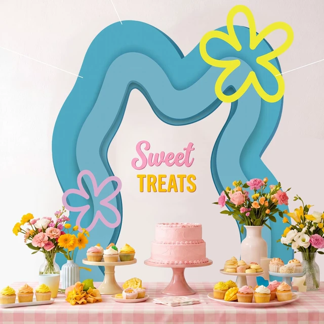 Alt view image 6 of 6 - Cartoon Birthday Party Backdrop 61 x 98 Inch, Blue Waves Hawaiian Under the Sea Party Porch Sign Ocean Under the Sea Decor for Baby Shower Birthday Photo Background