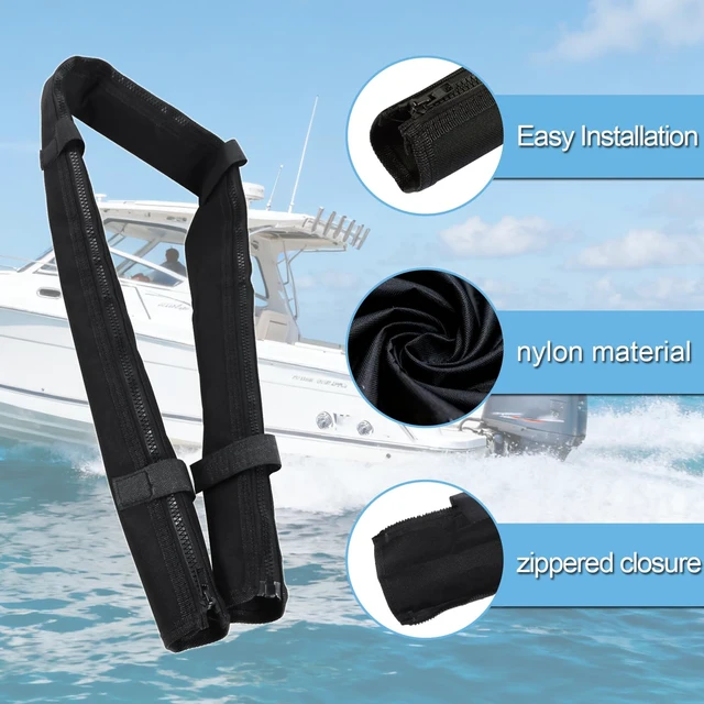 Alt view image 3 of 7 - 48 Inch Black Trolling Motor Cable Sleeve Heavy-Duty Polyester 2" Diameter Marine trolling motor wire cover, Outboard Rigging Sleeve for Trolling Motor