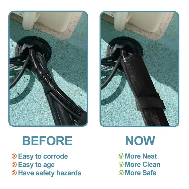 Alt view image 7 of 7 - 48 Inch Black Trolling Motor Cable Sleeve Heavy-Duty Polyester 2" Diameter Marine trolling motor wire cover, Outboard Rigging Sleeve for Trolling Motor