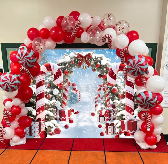 Alt view image 3 of 7 - Christmas Cane Candy Backdrop 10x8FT Winter Snow Scene Merry Christmas Photography Background Winter Holiday New Year Eve Party Decorations Photo Props