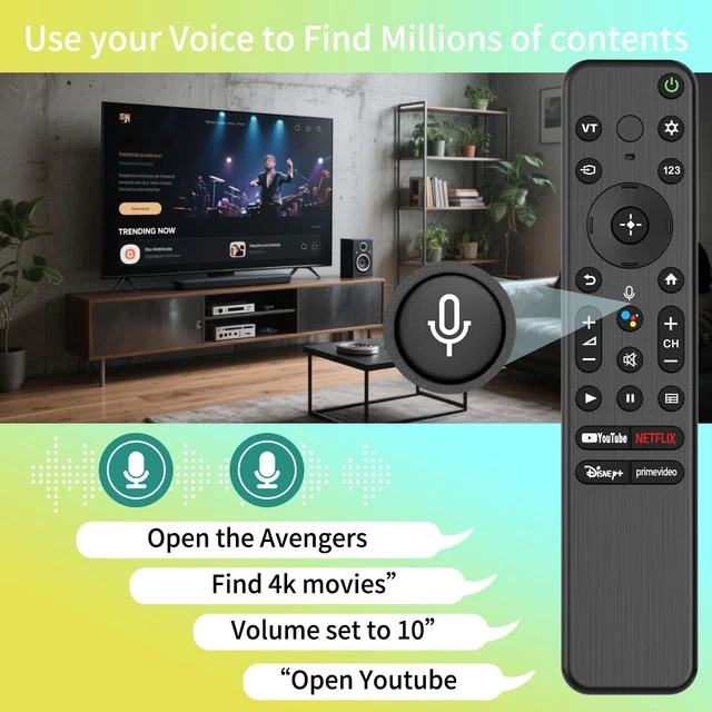 Alt view image 3 of 6 - Voice Remote for Sony Smart TVs,Replacement Remote Control for All Sony Bravia 4K UHD LED/LCD HD Smart TVs