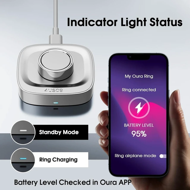 Alt view image 3 of 7 - Charger Compatible with Oura-Ring 4 Size 11, Fast Charging Dock Fast Charging Dock with USB-C Cable for Oura-Ring 4 Accessories (Not Compatible with Ring Gen 5/3)