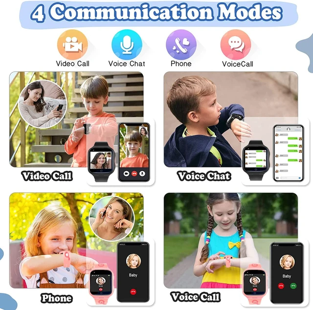 Alt view image 2 of 7 - 4G Kids GPS Smart Watch for Boys Girls GPS, Video Call, SOS Emergency Alarm, Voice Message, Real-Time Tracking Geo-Fence Pedometer