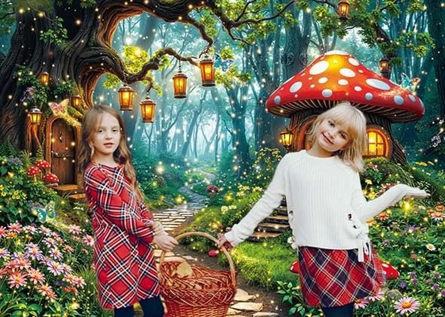 Alt view image 2 of 6 - Enchanted Forest Backdrop Fairy Wonderland Garden Photoshoot Background Spring Fairy Tale Mushroom Birthday Party Decorations Banner Photo Prop (10x8FT(120x96 inch))