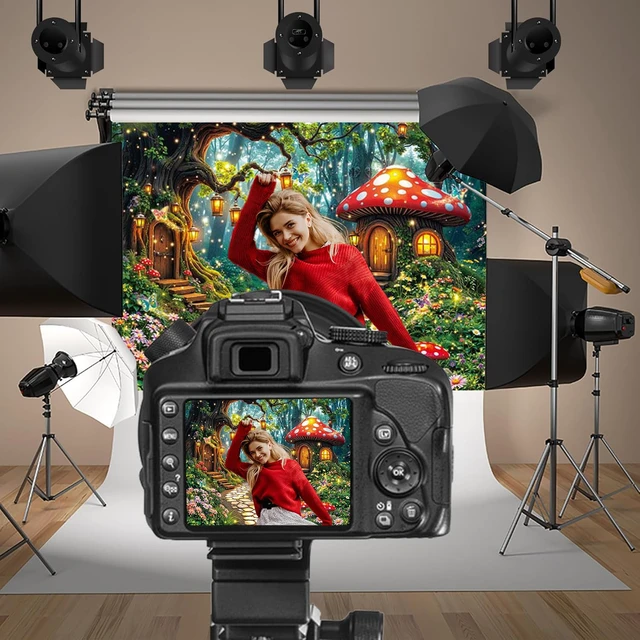 Alt view image 6 of 6 - Enchanted Forest Backdrop Fairy Wonderland Garden Photoshoot Background Spring Fairy Tale Mushroom Birthday Party Decorations Banner Photo Prop (10x8FT(120x96 inch))