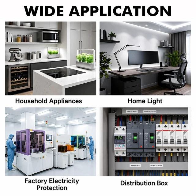 Alt view image 7 of 7 - Adjustable Voltage Surge Protector 110VAC 120VAC, Relay with LED Display, 80-100V Undervoltage, 130-150V Overvoltage, 60Hz 80A with DIN Rail Mount