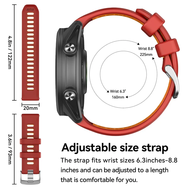 Alt view image 5 of 7 - 20mm Band for Garmin Forerunner 170/70/245/645/570 42MM/Venu 2 Plus Soft Silicone Band Strap Wristband with Quick Fit for Garmin Forerunner 570 42MM/Forerunner 245/Forerunner 645/Active 5