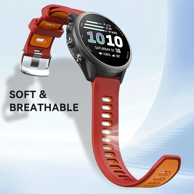 Alt view image 6 of 7 - 20mm Band for Garmin Forerunner 170/70/245/645/570 42MM/Venu 2 Plus Soft Silicone Band Strap Wristband with Quick Fit for Garmin Forerunner 570 42MM/Forerunner 245/Forerunner 645/Active 5