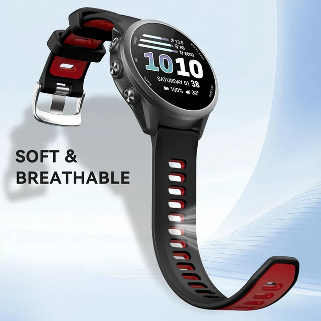 Alt view image 6 of 7 - 20mm Band for Garmin Forerunner 170/70/245/645/570 42MM/Venu 2 Plus Soft Silicone Band Strap Wristband with Quick Fit for Garmin Forerunner 570 42MM/Forerunner 245/Forerunner 645/Active 5