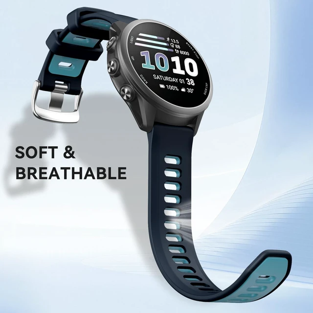 Alt view image 6 of 7 - 20mm Band for Garmin Forerunner 170/70/245/645/570 42MM/Venu 2 Plus Soft Silicone Band Strap Wristband with Quick Fit for Garmin Forerunner 570 42MM/Forerunner 245/Forerunner 645/Active 5