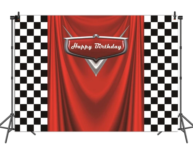 Alt view image 7 of 7 - Red Car Racing Competition Backdrop Competition Car Racing Check Flag Background Kids boy Birthday Party Photography Banner Superman Cloak Decoration Supplies (8x6FT)