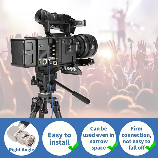 Alt view image 4 of 6 - 6G/12G SDI Cable 3ft Belden 1694a BNC Male Cable for 4K Camera 75 Ohm Right Angle Short Support HD-SDI/3G-SDI/6G-SDI Video Monitor,Precision BNC Jumper