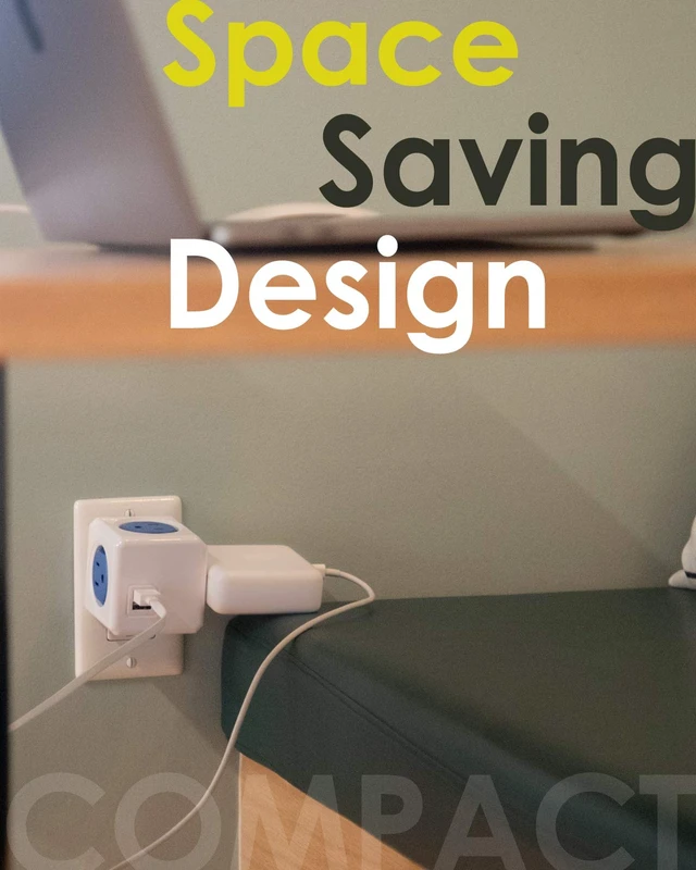 Alt view image 4 of 7 - PowerCube Original USB; 4 Outlets Surge Protector 2 USBs Cubic Multi Socket Extender Power Tab Space Saving Compact No Blockage Dorm Home Office125V 15A 1875W Max Grey