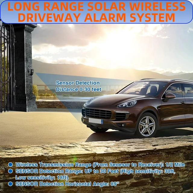 Alt view image 6 of 7 - Wireless Doorbell and Motion Sensor Alarm Long Range Driveway Alert System with Indoor Receiver 120° Detection, IP65 Waterproof, USB-C Charging for Home Business Security Sensor*1+ Receiver*2