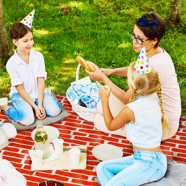Alt view image 7 of 7 - 8 Pcs 54x108 Inch Stone Wall Backdrop Brick Tablecloth Plastic Bricks Table Covers Stone Wallpaper Removable Wall Scene Setter Background for Medieval Castle Holiday Party Decor(Red Brick)