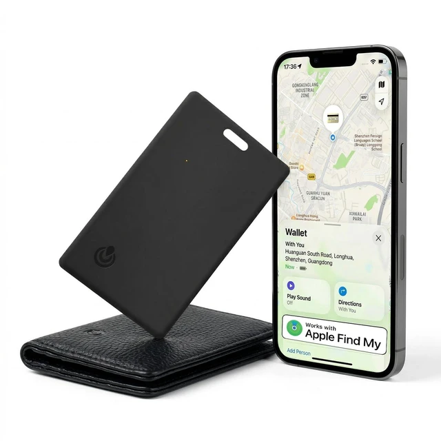 Main image of Wallet Tracker Card 2-in-1, Compatible with Apple My Only for iOS Ultra-Slim 2mm Smart Key Finder Tag, Loud Alert Tracking Device for Travel, Luggage, Passport, Backpacks and Purses