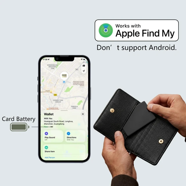 Alt view image 2 of 7 - Wallet Tracker Card 2-in-1, Compatible with Apple My Only for iOS Ultra-Slim 2mm Smart Key Finder Tag, Loud Alert Tracking Device for Travel, Luggage, Passport, Backpacks and Purses