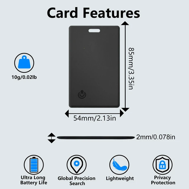 Alt view image 6 of 7 - Wallet Tracker Card 2-in-1, Compatible with Apple My Only for iOS Ultra-Slim 2mm Smart Key Finder Tag, Loud Alert Tracking Device for Travel, Luggage, Passport, Backpacks and Purses
