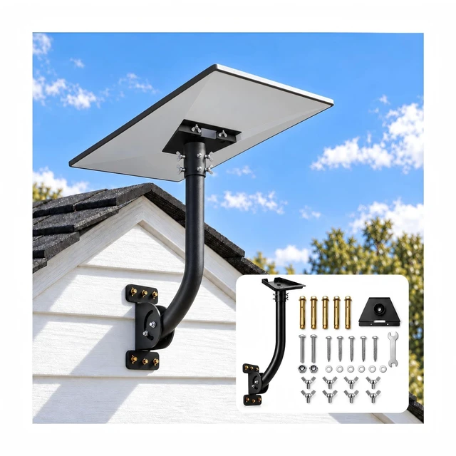Main image of Starlink Mount, 18-Inch Wall/Roof Pole Mounting Kit for Standard 4/4X Gen 3 Curved Carbon Steel Pole, 360° Rotatable Dish Adapter, 180° Adjustable Pivot Base, Hardware and Tools Included