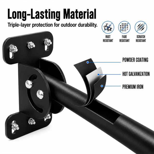 Alt view image 4 of 7 - Starlink Mount, 18-Inch Wall/Roof Pole Mounting Kit for Standard 4/4X Gen 3 Curved Carbon Steel Pole, 360° Rotatable Dish Adapter, 180° Adjustable Pivot Base, Hardware and Tools Included