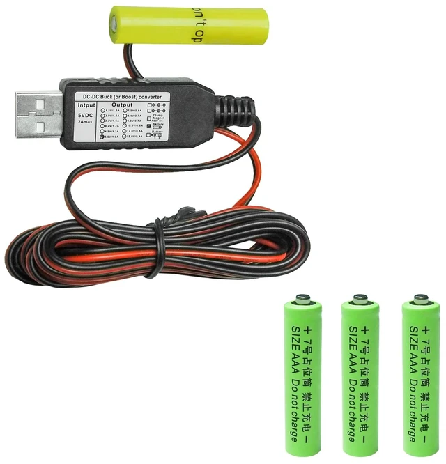 Main image of USB Power Converter DC Buck Boost Battery Eliminator Replace 1 to 4pcs 1.5V 3V 4.5V 6V AA AAA Connect Multi for LED Light,Radio (4-AAA 6V)