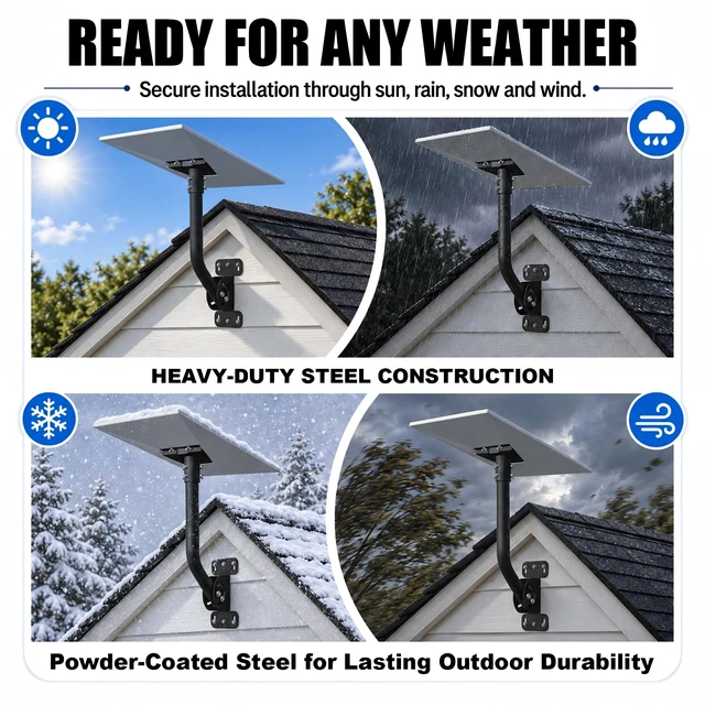 Alt view image 7 of 7 - Starlink Mount, 18-Inch Wall/Roof Pole Mounting Kit for Standard 4/4X Gen 3 Curved Carbon Steel Pole, 360° Rotatable Dish Adapter, 180° Adjustable Pivot Base, Hardware and Tools Included