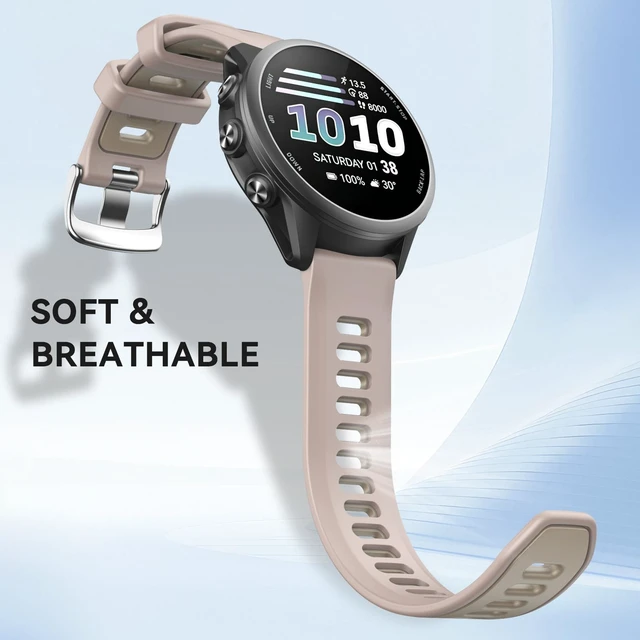 Alt view image 6 of 7 - 20mm Band for Garmin Forerunner 170/70/245/645/570 42MM/Venu 2 Plus Soft Silicone Band Strap Wristband with Quick Fit for Garmin Forerunner 570 42MM/Forerunner 245/Forerunner 645/Active 5