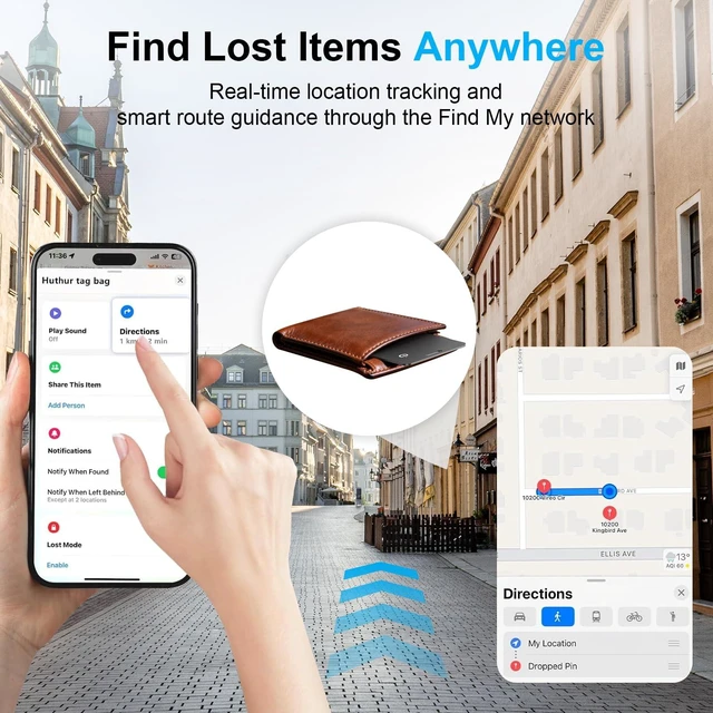 Alt view image 3 of 7 - 2-Pack Wallet Tracker Tag Compatible with Apple Find My (iOS Only), Card 0.06in Bluetooth Tracker for Wallets, Luggage, Passport, Wireless Charging, Anti-Loss Card Locator Black