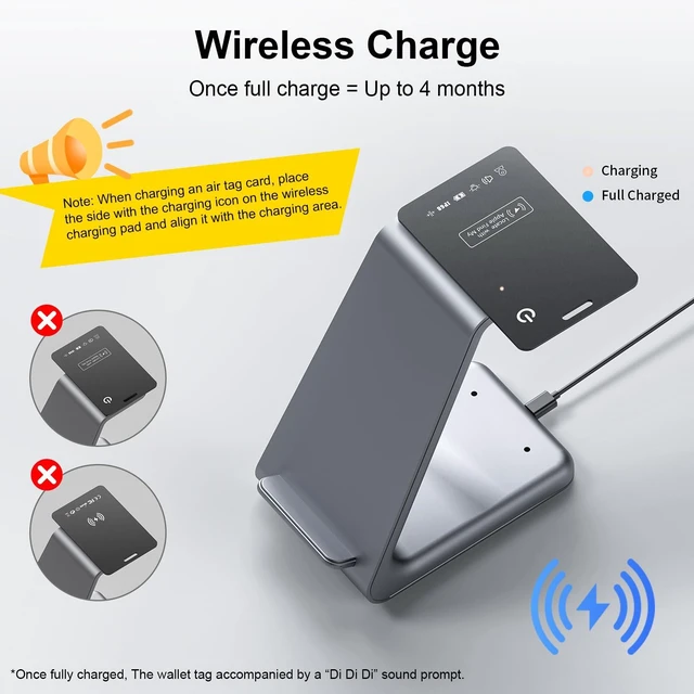Alt view image 6 of 7 - 2-Pack Wallet Tracker Tag Compatible with Apple Find My (iOS Only), Card 0.06in Bluetooth Tracker for Wallets, Luggage, Passport, Wireless Charging, Anti-Loss Card Locator Black