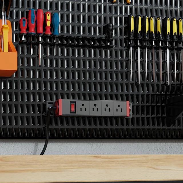 Alt view image 6 of 7 - 10-Inch Rack PDU, 1U 4 Outlets, Surge Protection, 360° Rotating Mounts 1U Compact Profile, 6 ft 16AWG Cord, Metal Housing, Overload Switch, Wall or Rack Installation, Screws Included