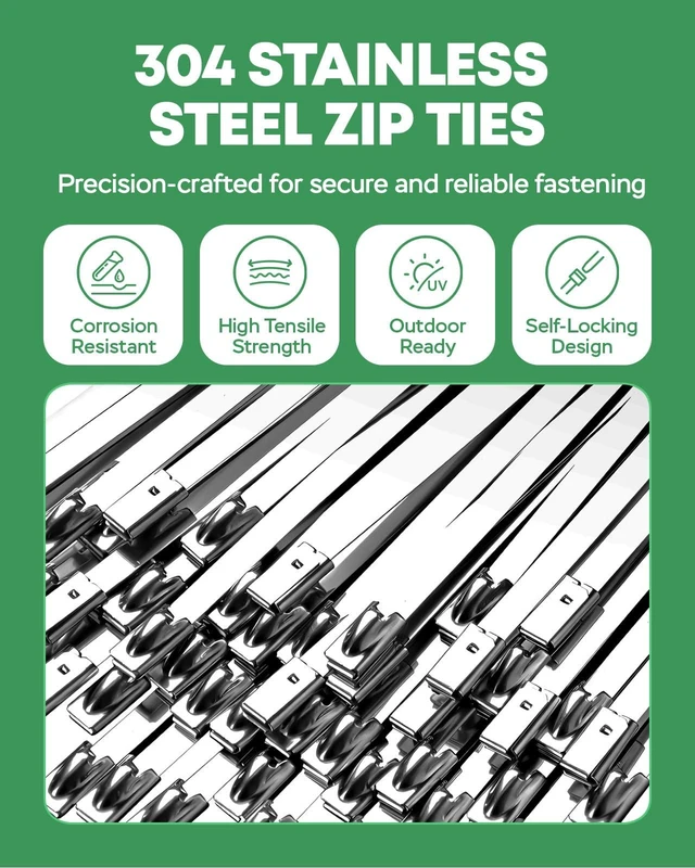 Alt view image 6 of 7 - Cable Tie Gun Kit with 120PCS 11.8 Inch Stainless Steel Zip Ties Heavy Duty Self-Locking Metal Zip Tie Tool for Fence, Chicken Coop, Exhaust Pipe, Outdoor