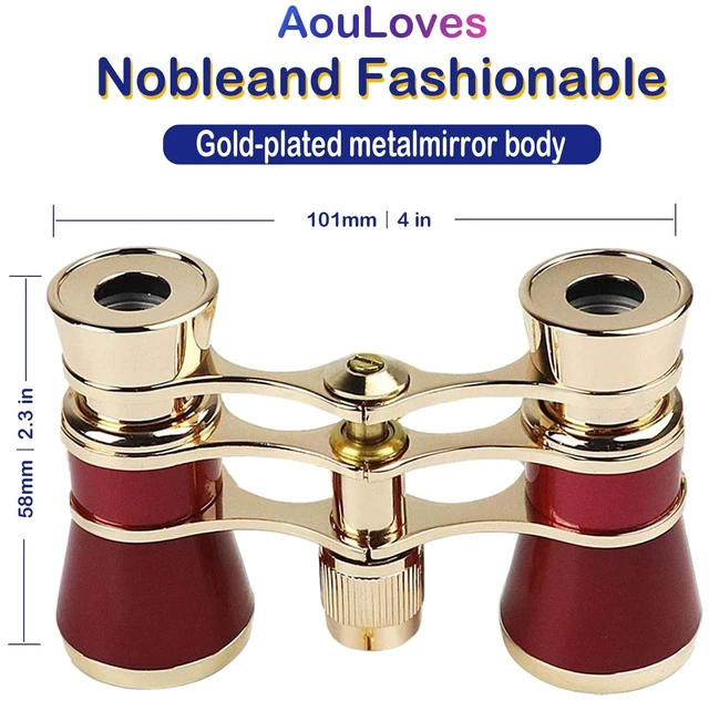 Alt view image 3 of 6 - Binoculars for Opera Glasses Binoculars 3X25 Lorgnette Theater Glasses Mini Binocular Compact with Adjustable Handle for Adults Kids Women in Concert Theater Opera (Red)
