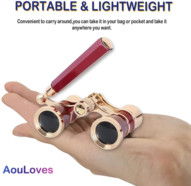 Alt view image 4 of 6 - Binoculars for Opera Glasses Binoculars 3X25 Lorgnette Theater Glasses Mini Binocular Compact with Adjustable Handle for Adults Kids Women in Concert Theater Opera (Red)