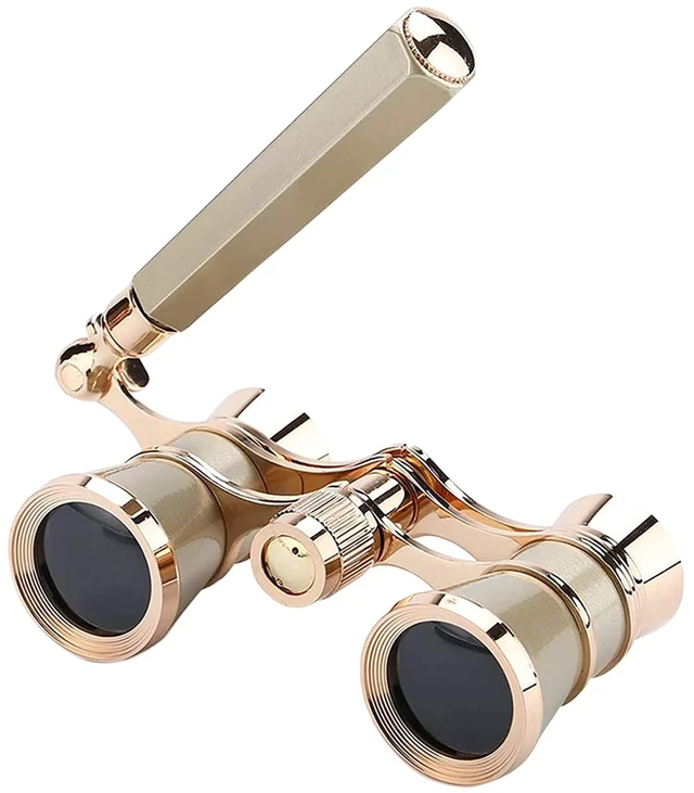 Main image of Opera Glasses Binoculars 3 X 25 Compact and Lightweight with Built-in Foldable Theater Glasses, Adjustable Handle for Adults Kids Women in Music Concerts and Opera Houses (Gold)