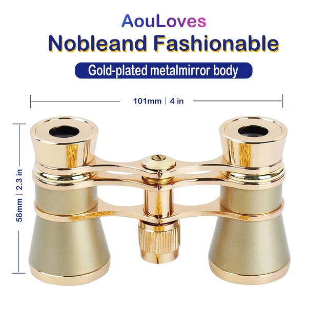 Alt view image 3 of 6 - Opera Glasses Binoculars 3 X 25 Compact and Lightweight with Built-in Foldable Theater Glasses, Adjustable Handle for Adults Kids Women in Music Concerts and Opera Houses (Gold)