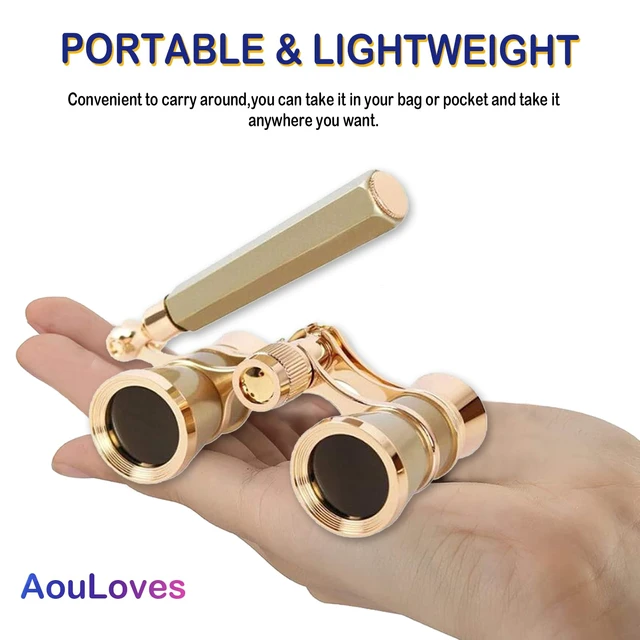 Alt view image 4 of 6 - Opera Glasses Binoculars 3 X 25 Compact and Lightweight with Built-in Foldable Theater Glasses, Adjustable Handle for Adults Kids Women in Music Concerts and Opera Houses (Gold)